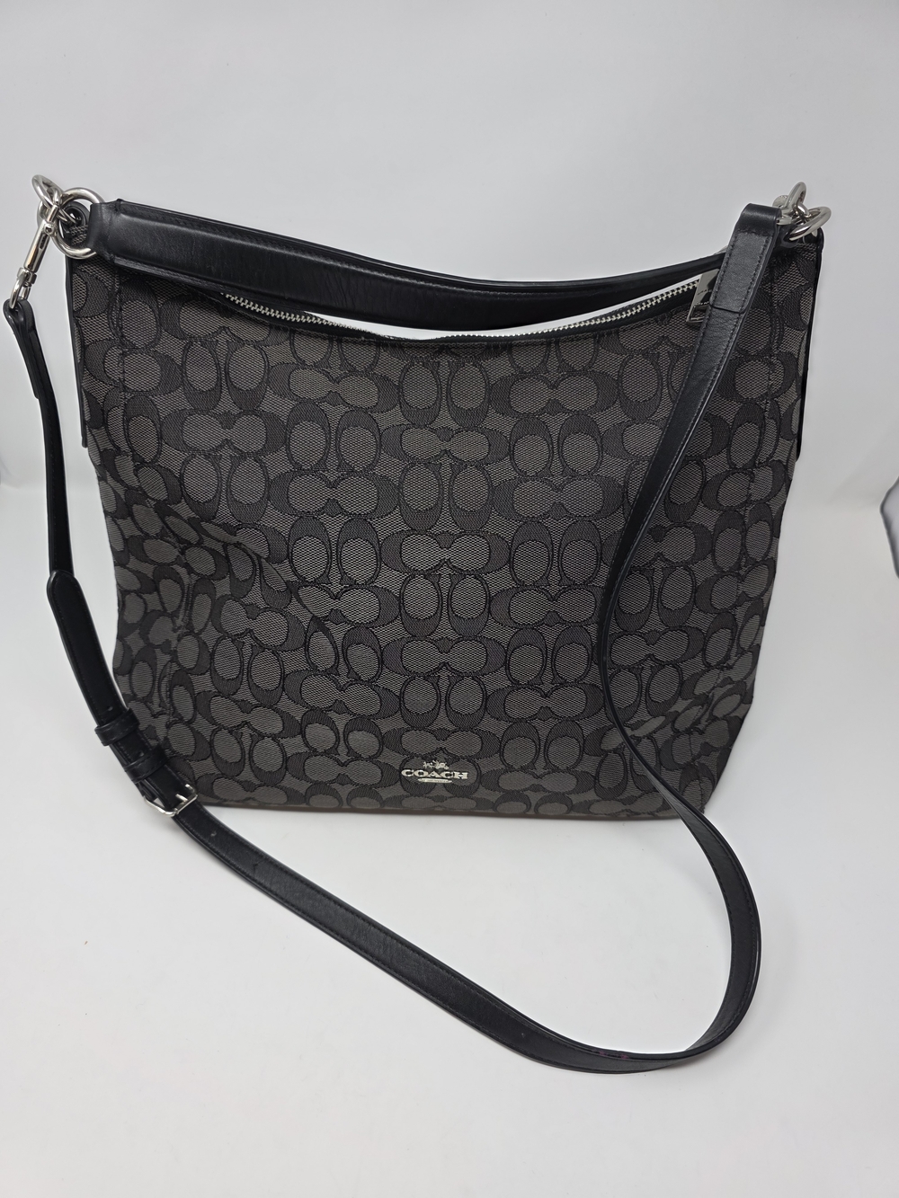 Coach Black Signature Jacquard Hobo Bag - Picture 2 of 8